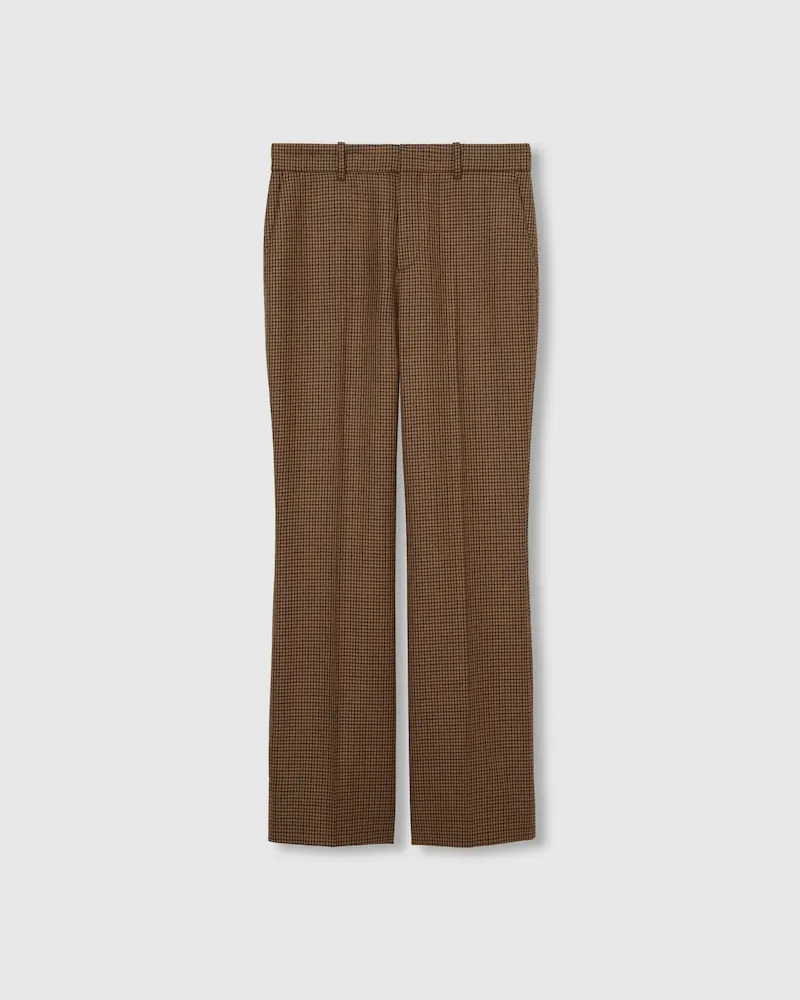 Gucci Hose aus Wolle Mit Hahnentrittmuster Und Stickerei, Größe Braun