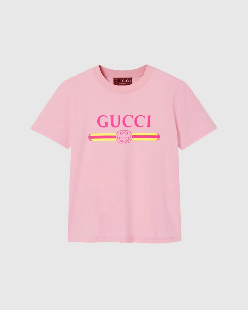 Gucci T-Shirt aus Baumwolljersey Mit Print, Größe Pink