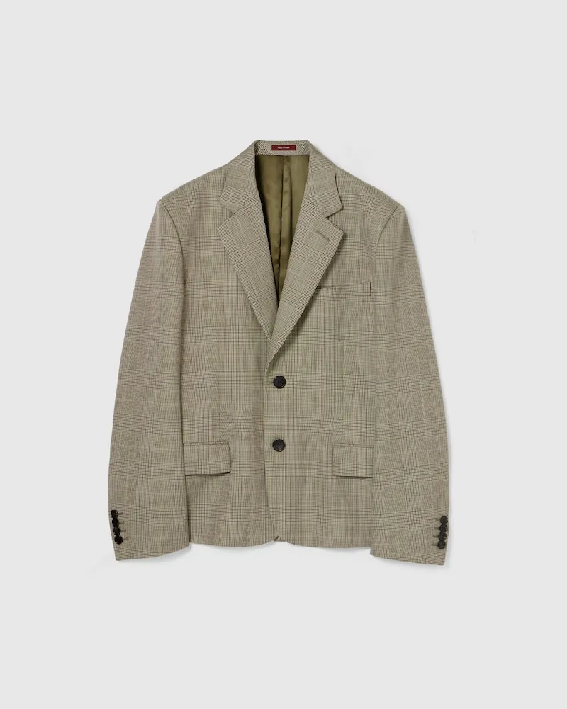 Gucci Blazer aus Wolle Mit Prince of Wales-Karomuster, Größe Beige