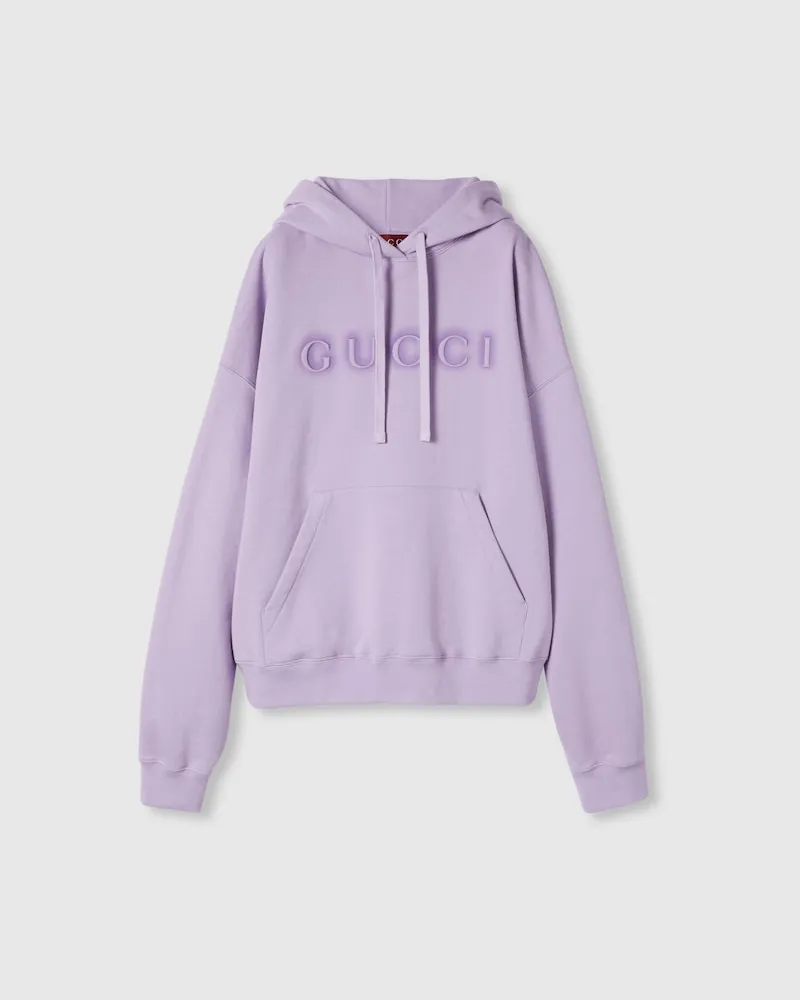 Gucci Sweatshirt aus Baumwolle Mit Kapuze Und Logo, Größe Violett