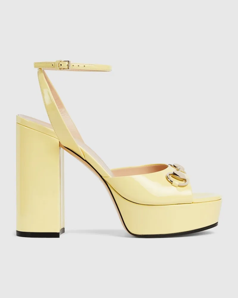 Gucci Damensandale Mit Plateausohle Und Horsebit, Größe Gelb