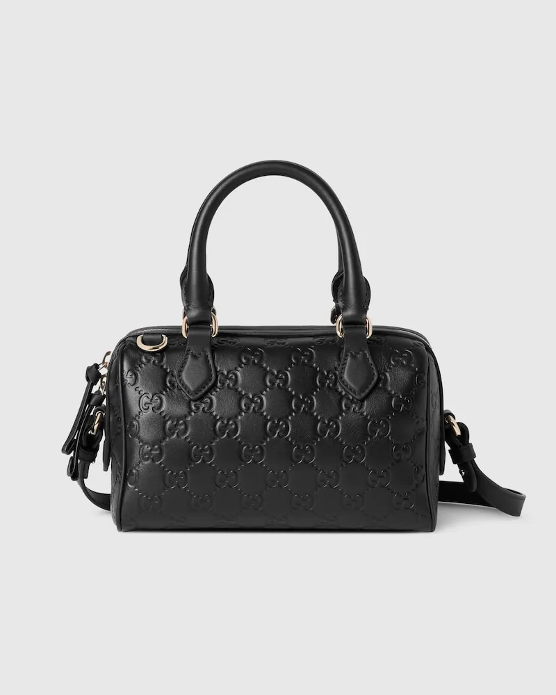 Gucci Kleine GG Emblem Boston Bag Schwarz