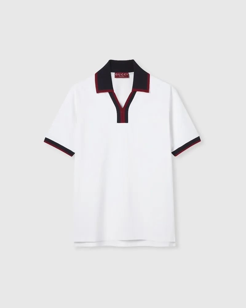 Gucci Poloshirt aus Baumwoll-Piqué, Größe Weiß