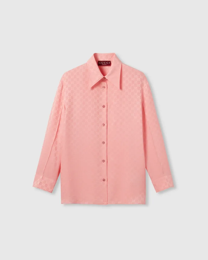 Gucci Bluse aus GG Seidenjacquard, Größe Pink