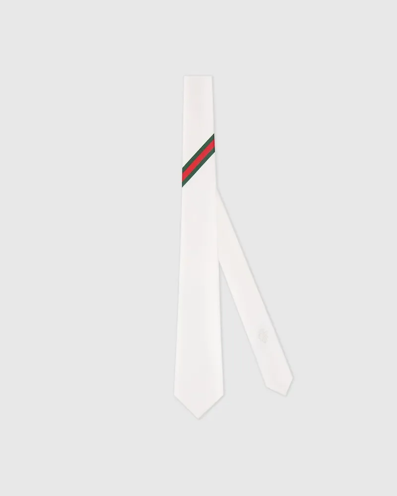Gucci Krawatte aus Seidenjacquard Mit Web Weiß