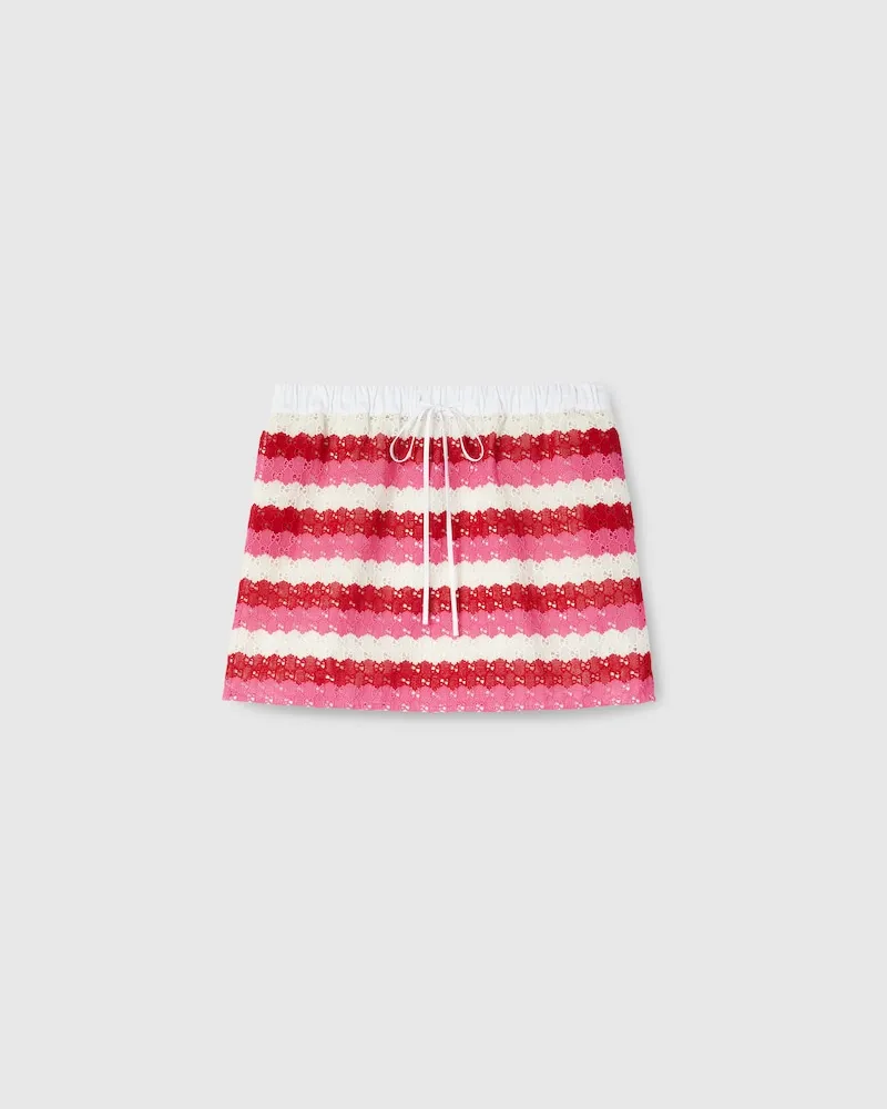 Gucci Rock aus Gestreiftem GG Makramee, Größe Rot