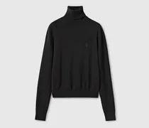 Rollkragenoberteil aus Wollstrick Mit Stickerei, Größe