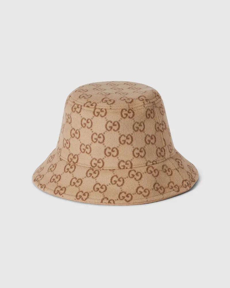 Gucci Fischerhut aus Wolle Mit GG Motiv, Größe Beige