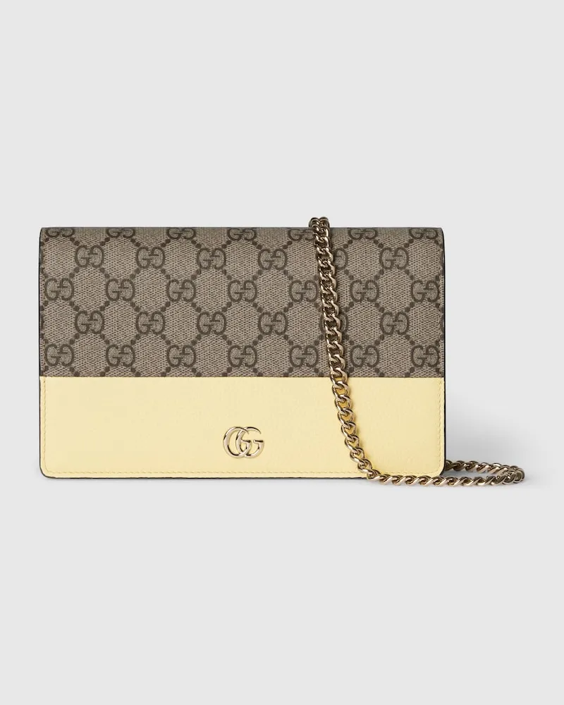 Gucci Zweifarbige GG Marmont Brieftasche Mit Kettenriemen Gelb