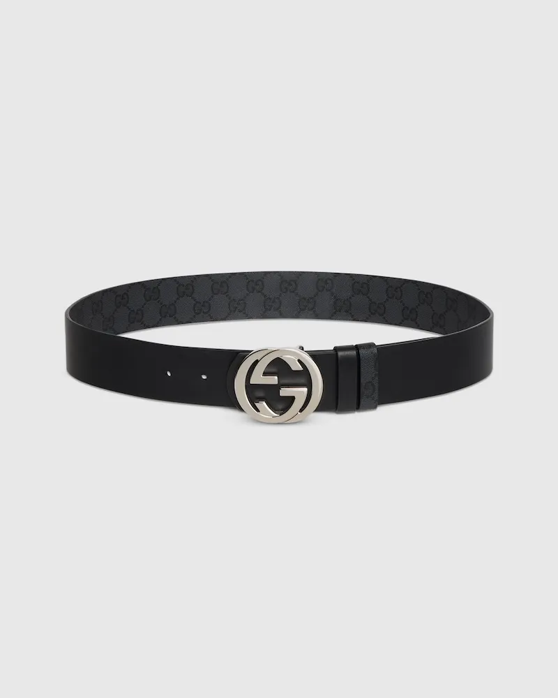 Gucci Wendbarer Gürtel mit GG Schnalle, Größe 95 Schwarz