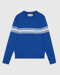 Gucci Pullover Aus Wollstrick Mit Square GG Blau