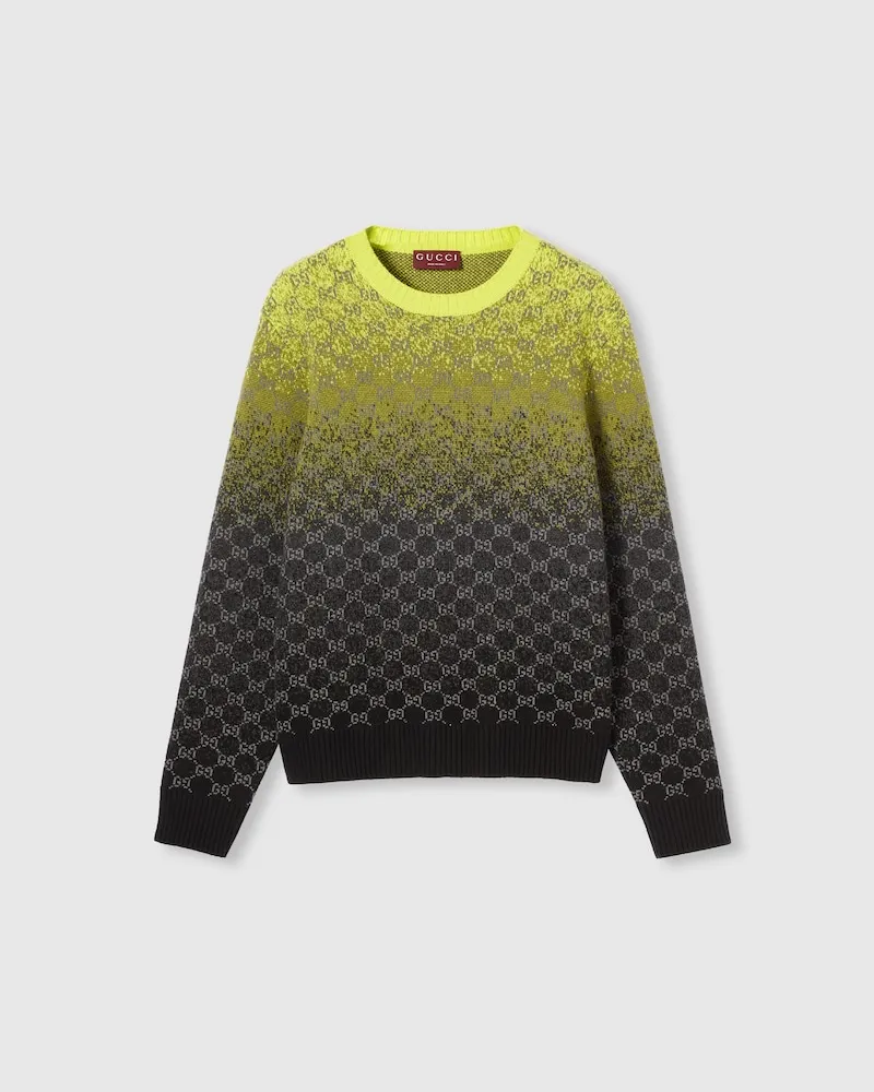 Gucci Pullover aus GG Woll- Und Kaschmirjacquard, Größe Grün