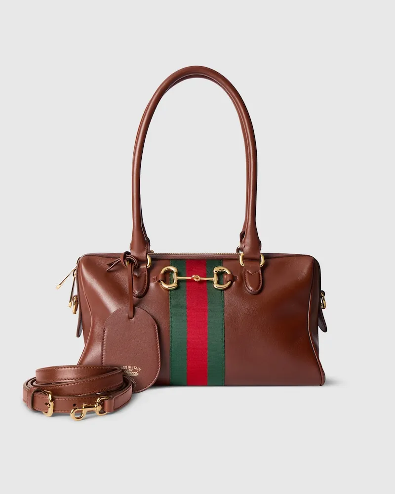Gucci Mittelgroße Borsetto Boston Bag Braun