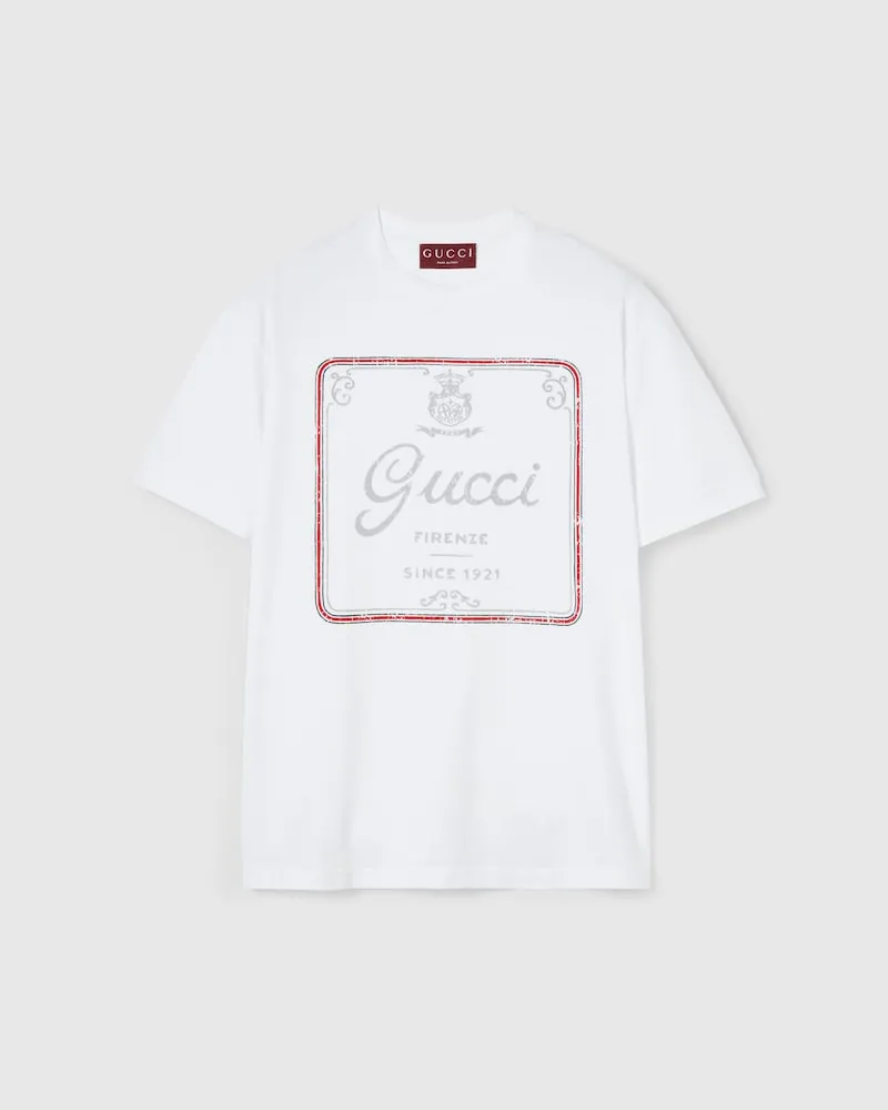 Gucci T-Shirt aus Baumwolljersey Mit Print, Größe Weiß