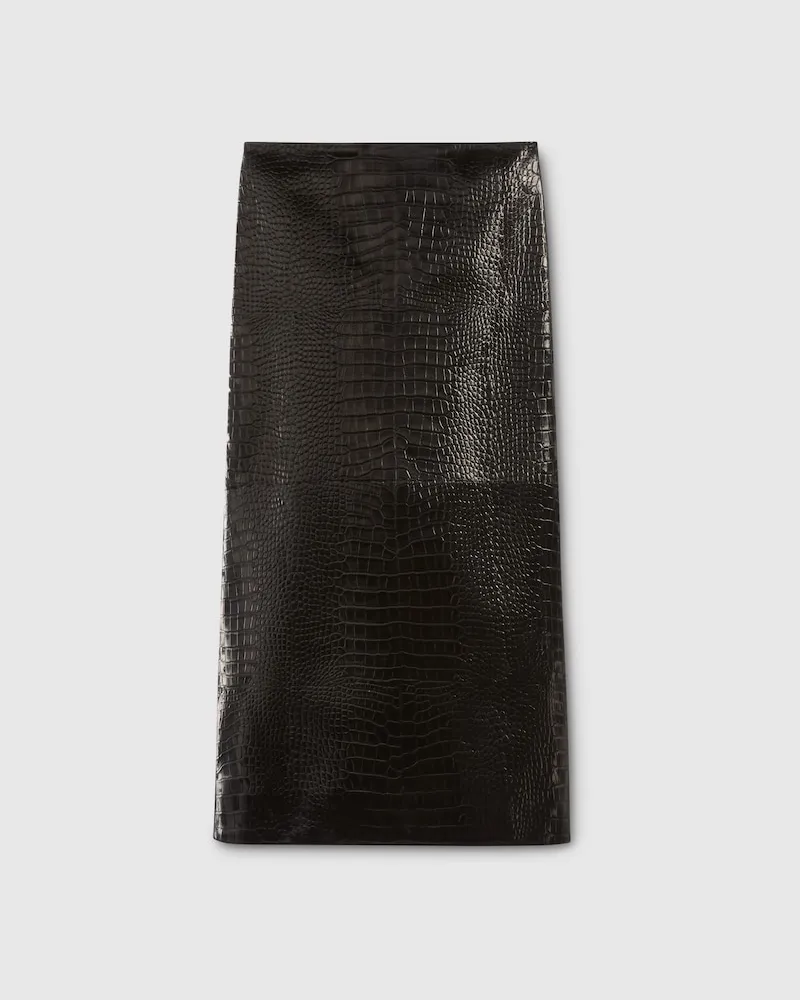 Gucci Midirock aus Leder Mit Samteffekt, Größe Schwarz