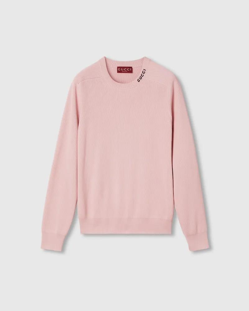 Gucci Pullover aus Seide Und Baumwolle Mit Intarsie, Größe Pink