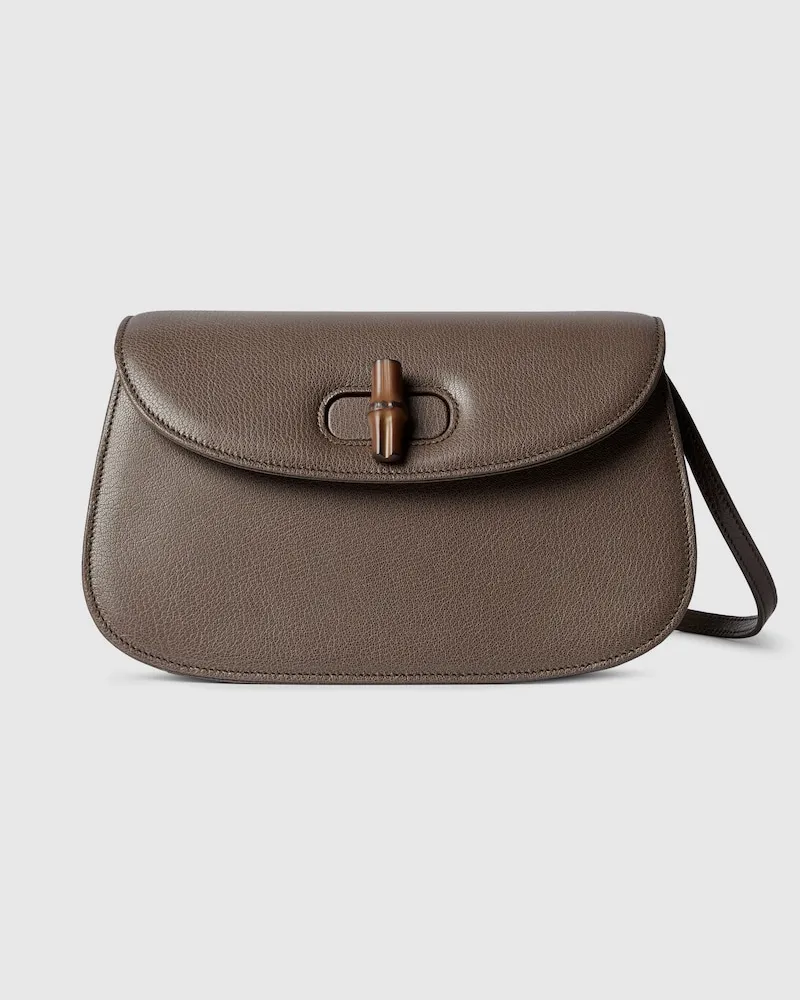 Gucci Kleine Schultertasche mit Bambus Braun