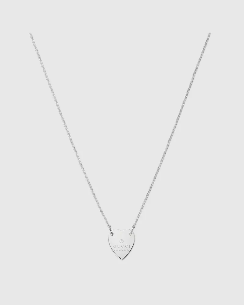 Gucci Halskette mit Herz-Anhänger Und Markenzeichen Silber