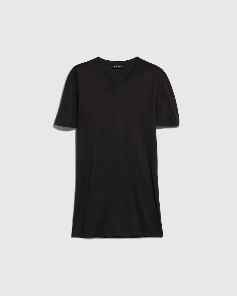 Gucci T-Shirt aus Seidenjersey, Größe Schwarz