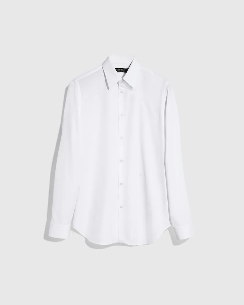 Gucci Hemd aus Stückgefärbtem Baumwollpopeline, Größe Weiß
