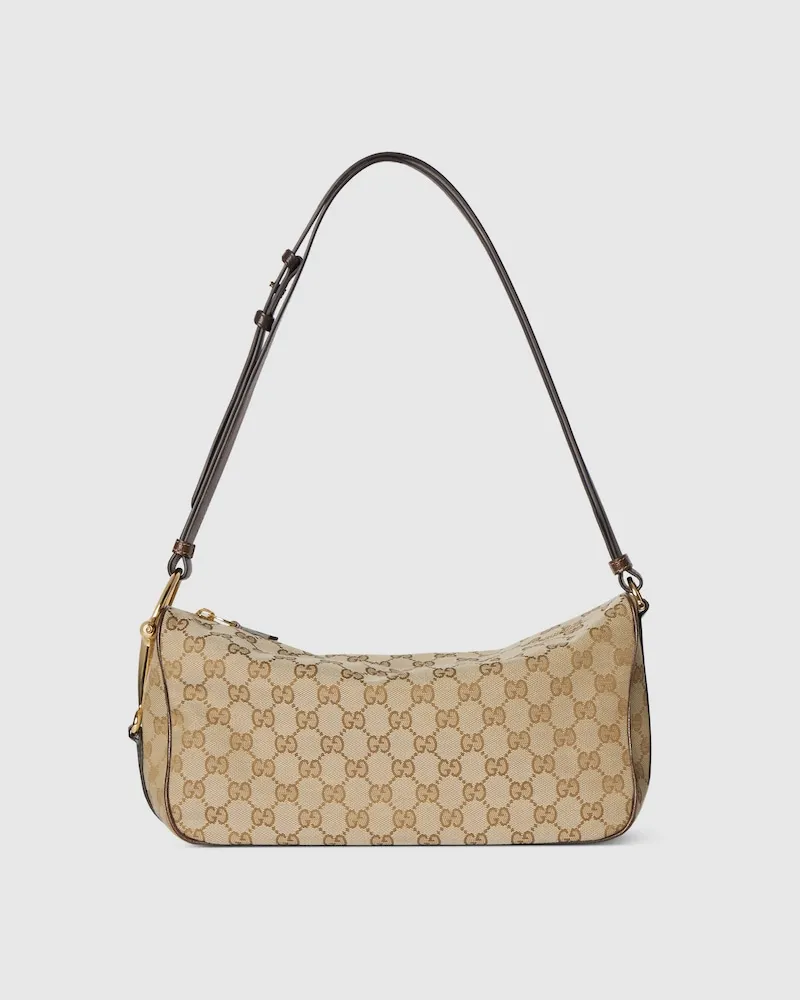 Gucci Mittelgroße Half Horsebit Schultertasche Beige