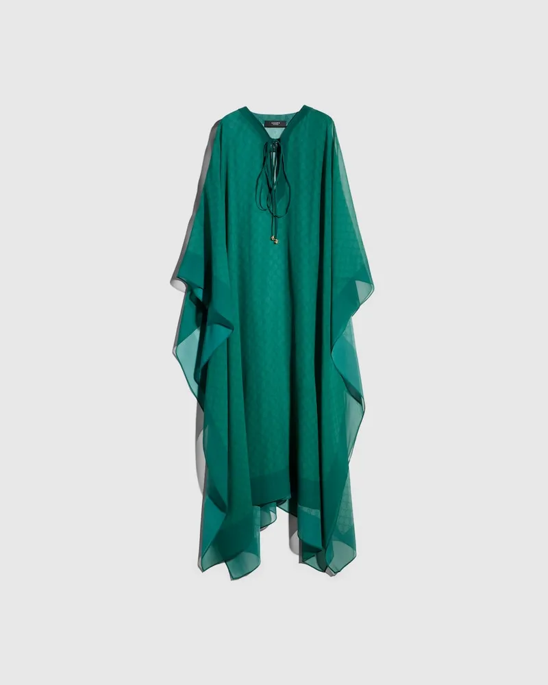 Gucci Umhangkleid aus GG Seidengeorgette Grün