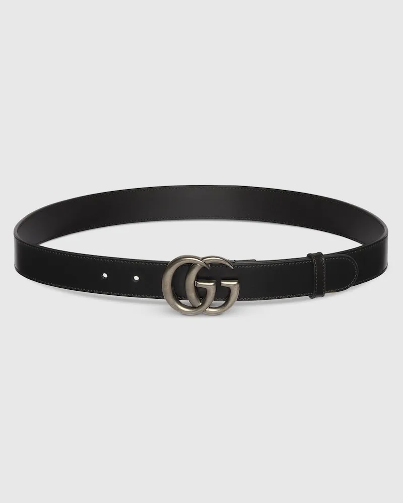 Gucci Schmaler GG Marmont Gürtel, Größe 95 Schwarz