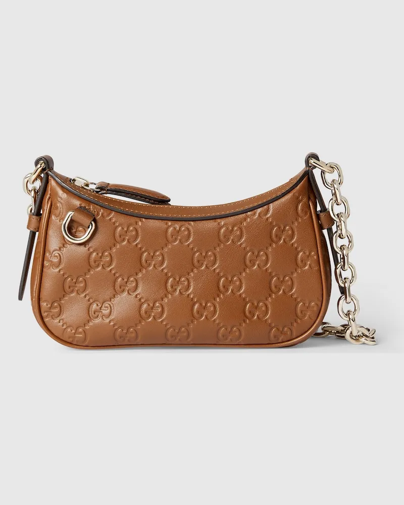 Gucci GG Emblem Mini-Schultertasche Braun
