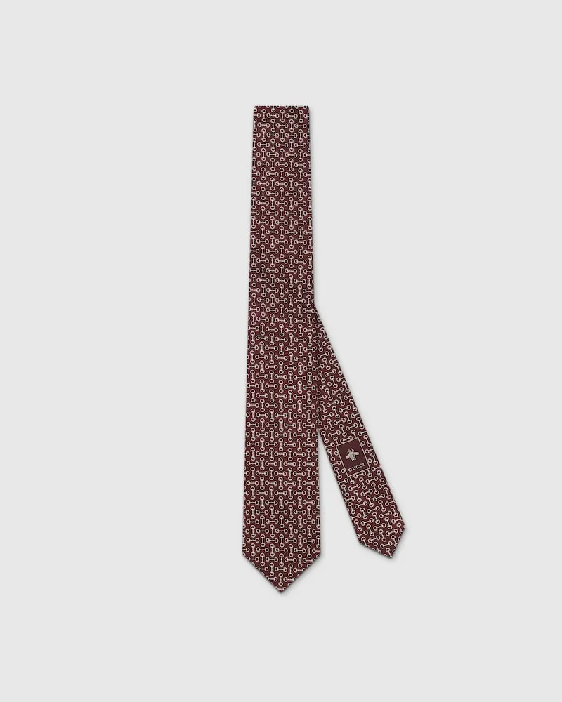 Gucci Krawatte aus Seidenjacquard Mit Horsebit Rot