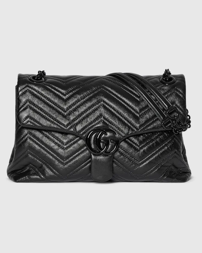 Gucci Mittelgroße GG Marmont Schultertasche Schwarz