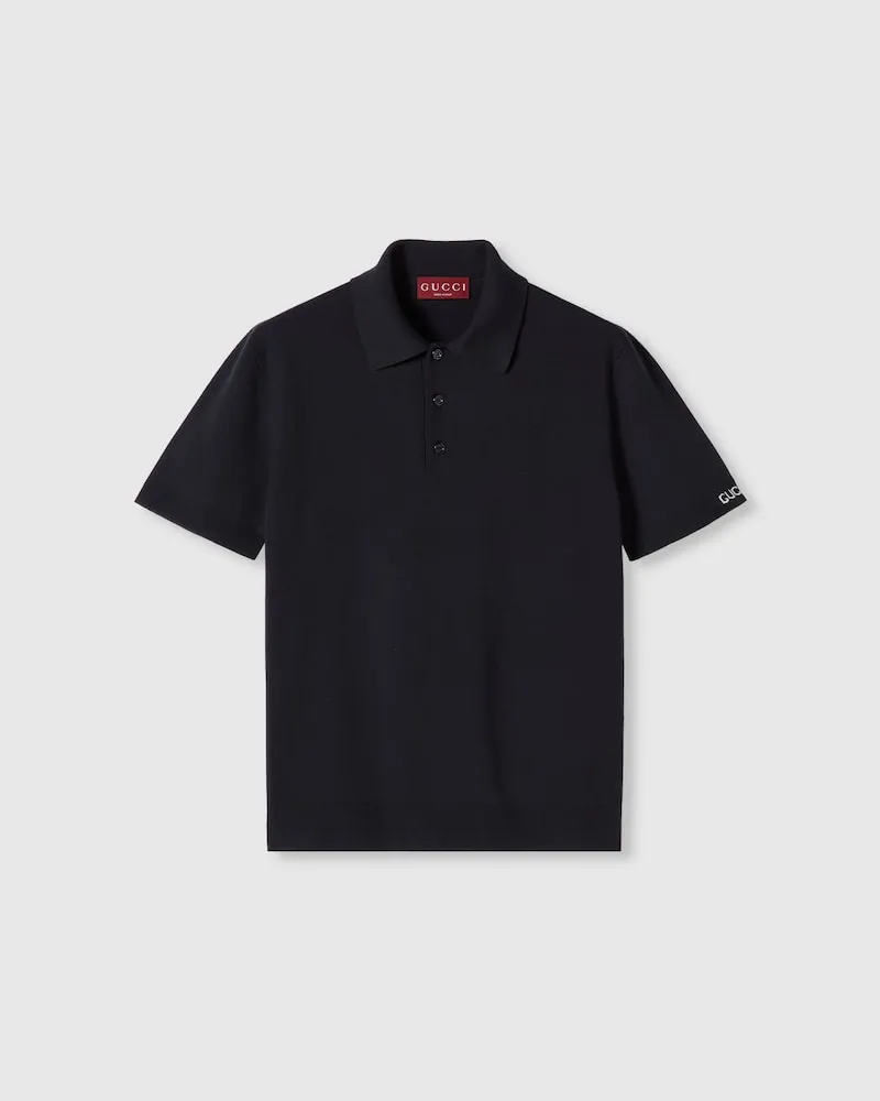 Gucci Poloshirt aus Seiden- Und Baumwollstrick, Größe Blau