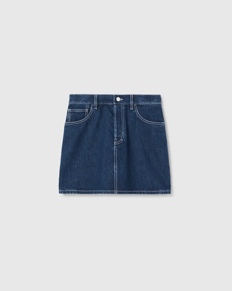 Gucci Minirock aus Denim Mit Gelasertem Detail, Größe Blau