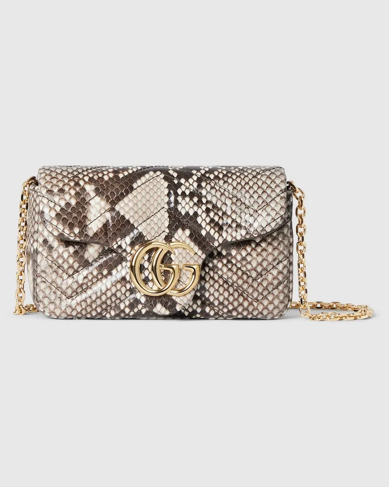Gucci GG Marmont Python-Mini-Schultertasche Braun