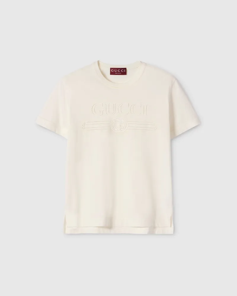 Gucci T-Shirt aus Mittelschwerem Baumwolljersey, Größe Beige