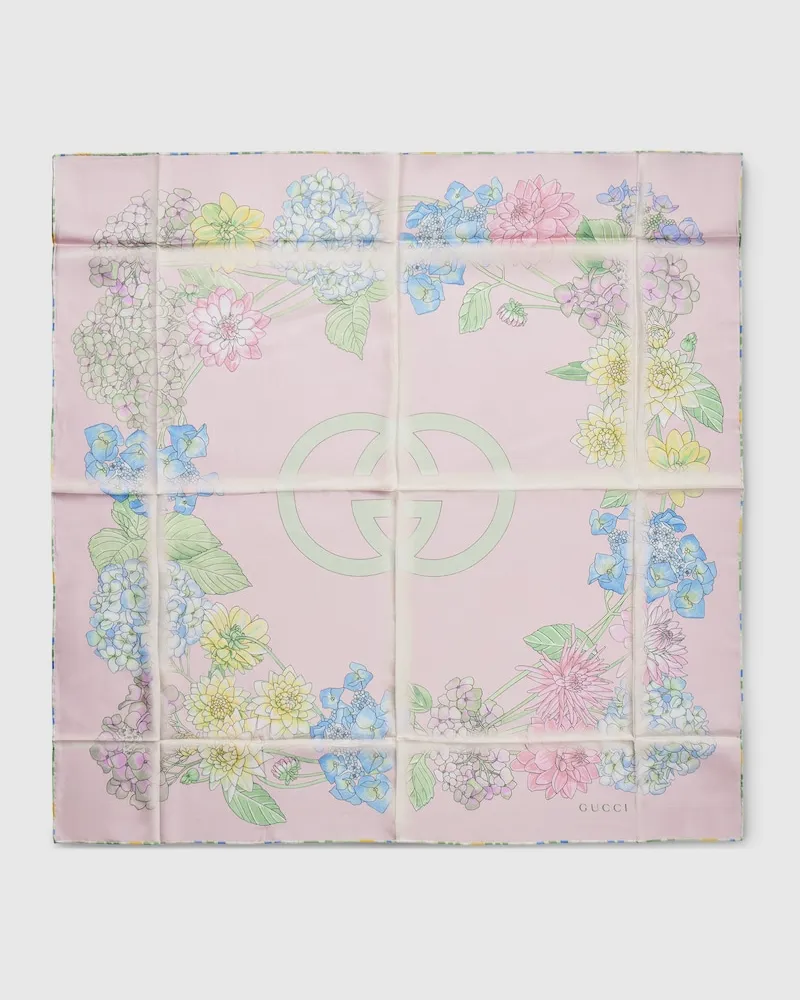 Gucci Vierecktuch aus Seidentwill mit Print Pink