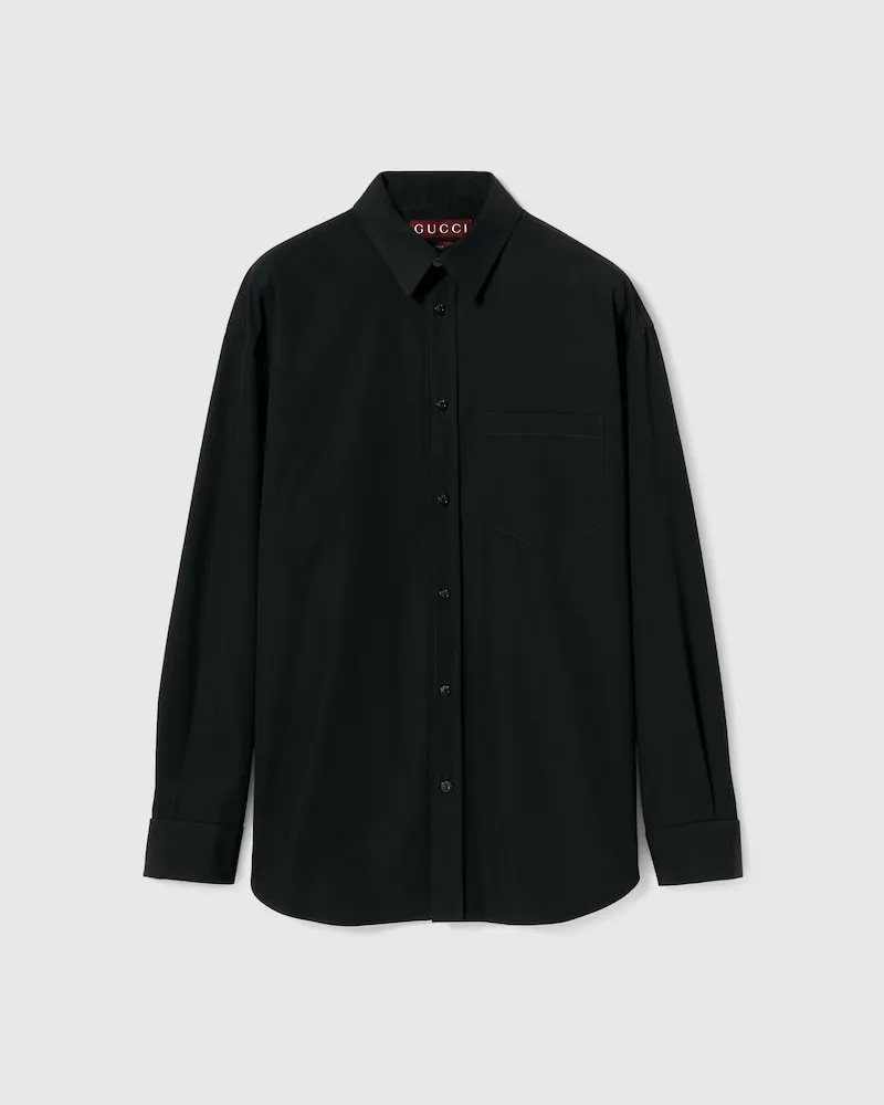 Gucci Hemd aus Baumwollpopeline Mit Logo, Größe Schwarz