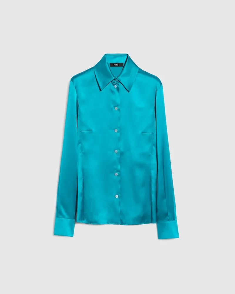 Gucci Bluse aus Seidensatin, Größe Blau
