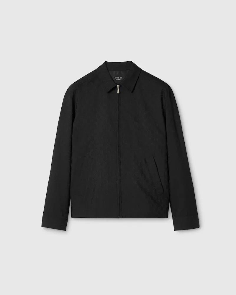 Gucci Jacke aus GG Wolle Mit Reißverschluss, Größe Schwarz