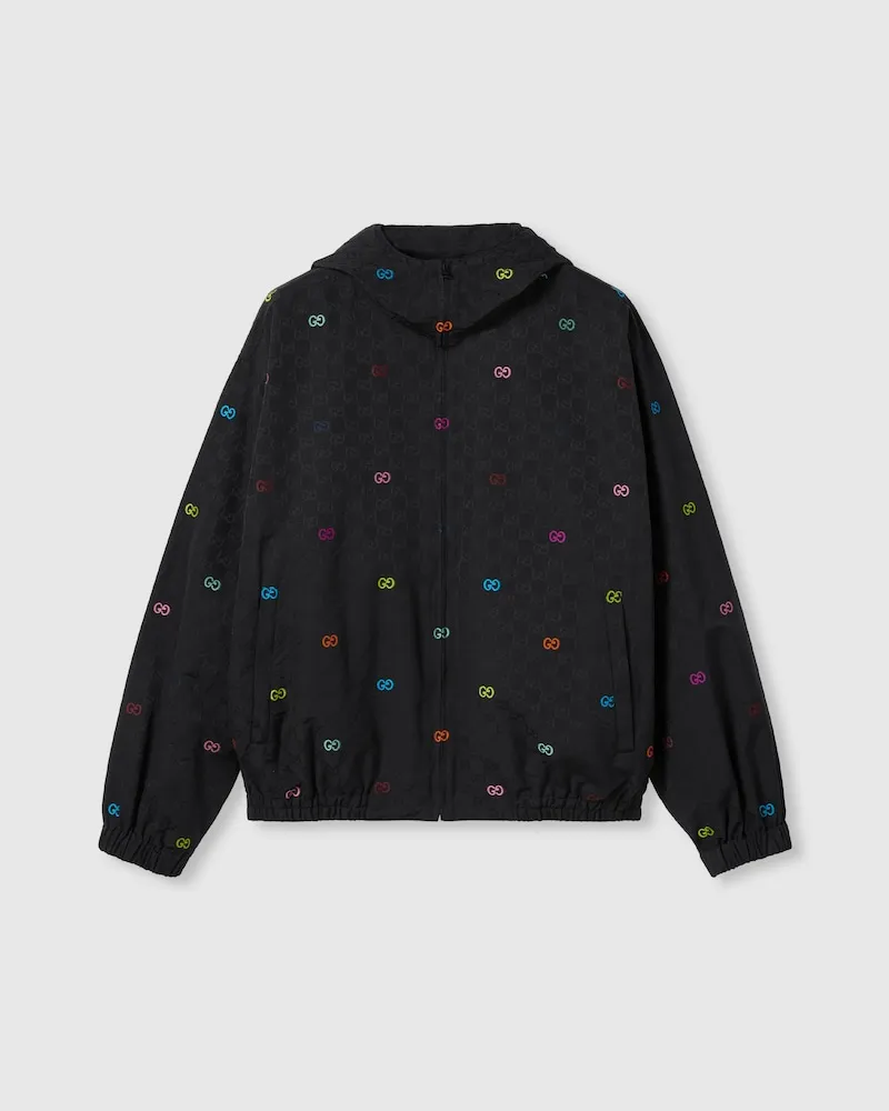 Gucci Jacke aus GG Ripstop-Baumwolle Mit Reißverschluss, Größe Schwarz
