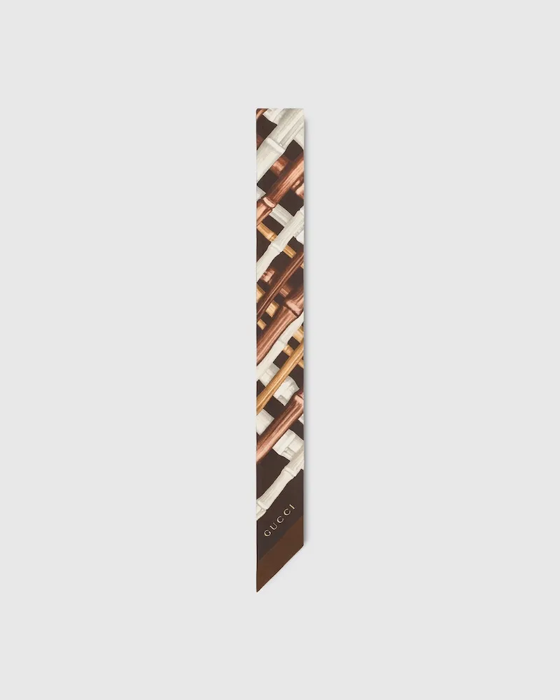 Gucci Band aus Seidentwill Mit Print Braun
