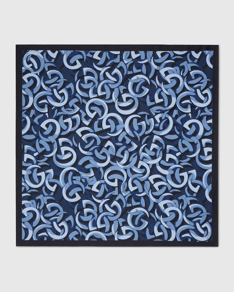 Gucci Einstecktuch aus Seide mit Print Blau