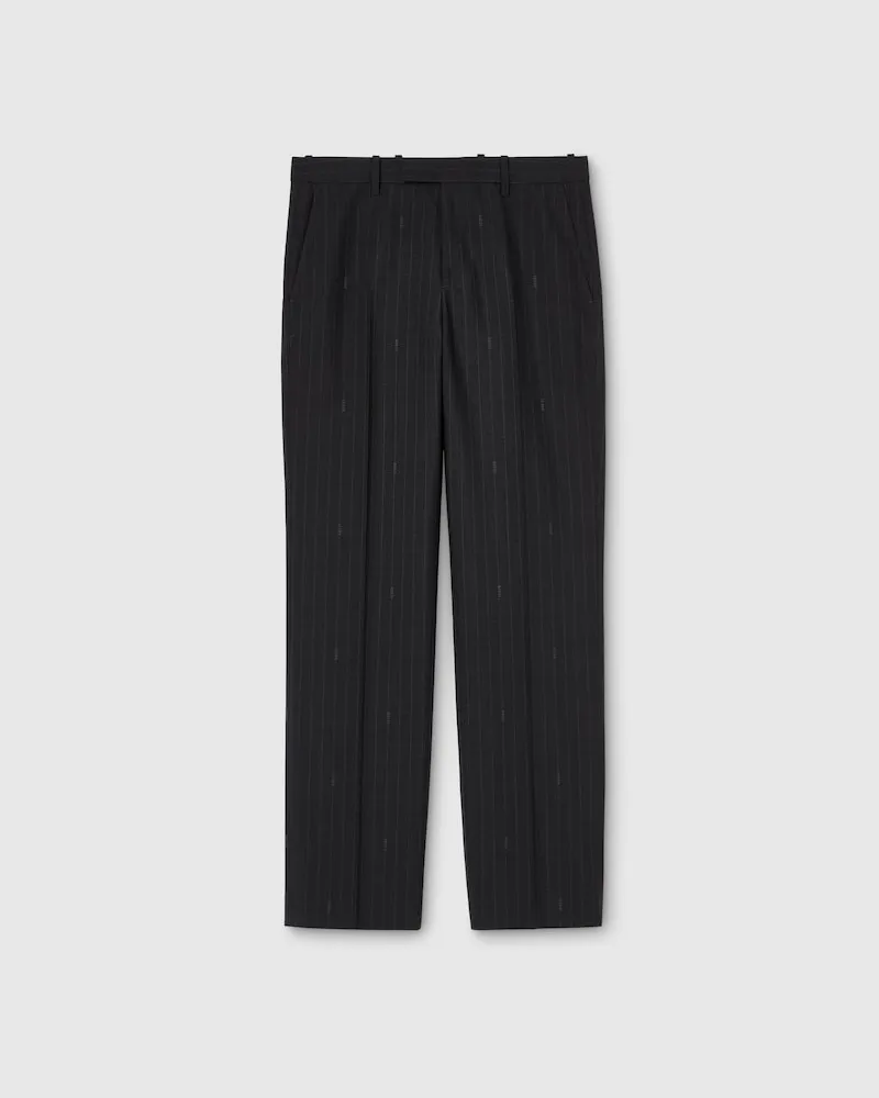 Gucci Hose aus Wolle Mit Nadelstreifen, Größe Schwarz
