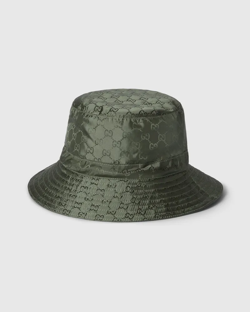 Gucci Wendbarer Fischerhut aus GG Nylon, Größe Grün
