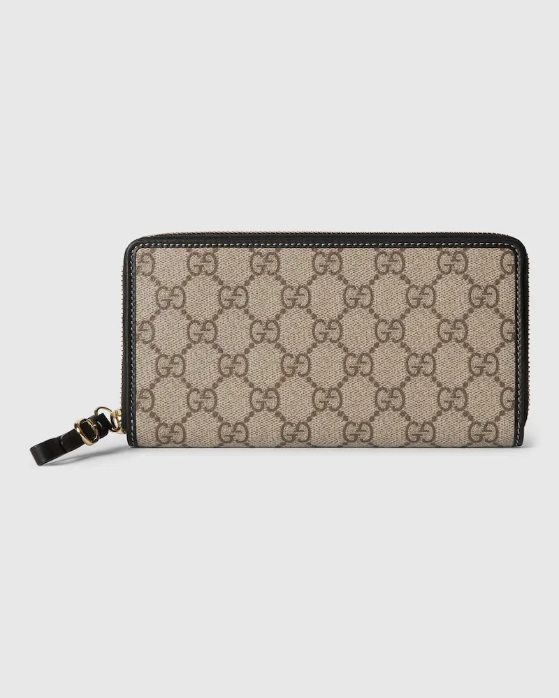 Gucci GG Emblem Brieftasche Mit Rundumreißverschluss Beige