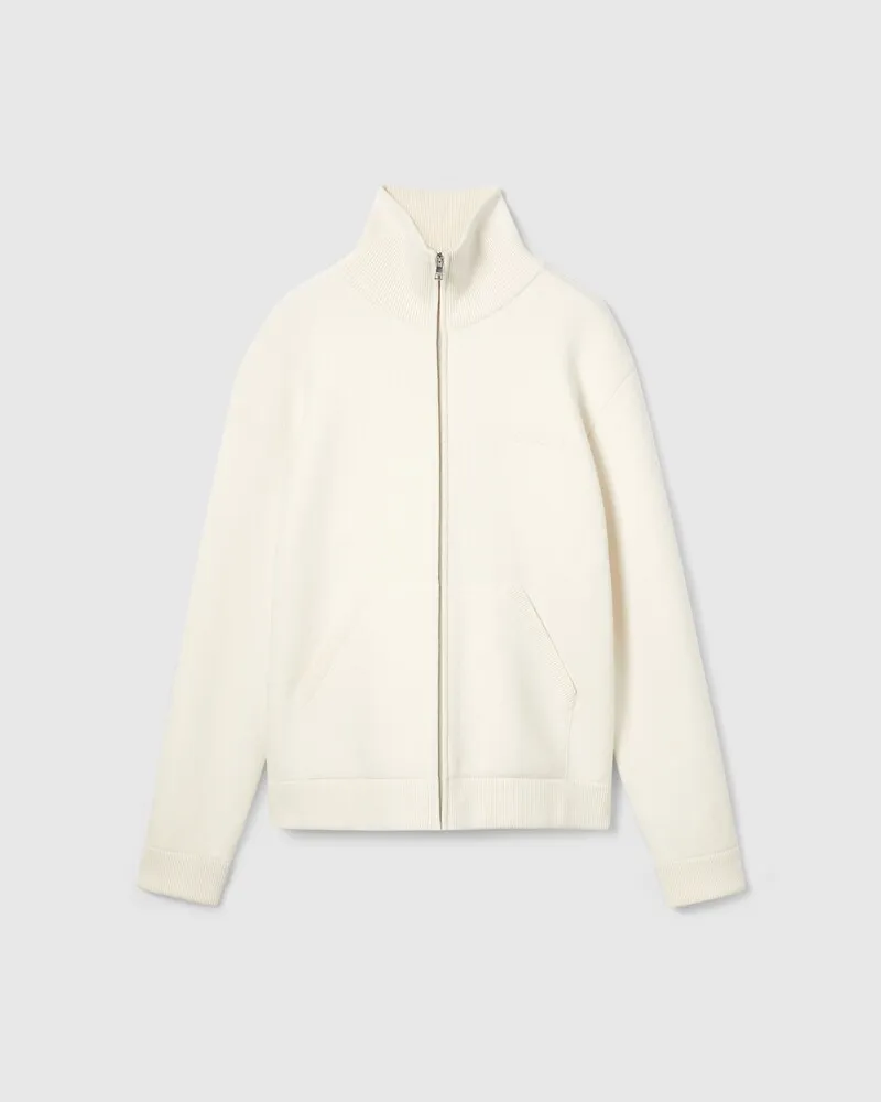 Gucci Jacke aus Piqué-Strick aus Wolle Und Kaschmir Mit RV, Größe Weiß