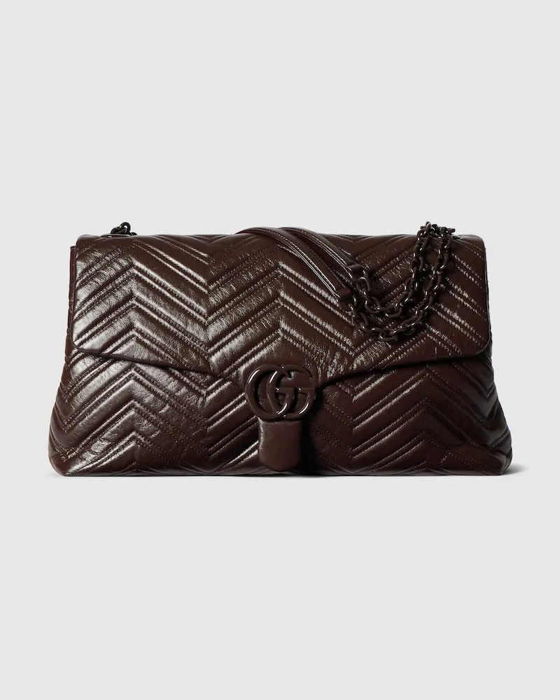 Gucci Große GG Marmont Schultertasche Braun