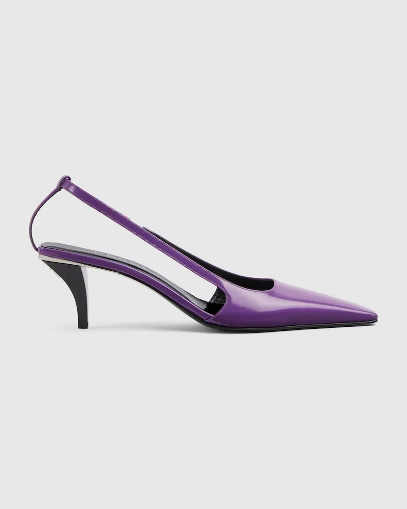 Gucci Damenpumps Mit Fersenriemchen Und Kristall-Logo, Größe Violett