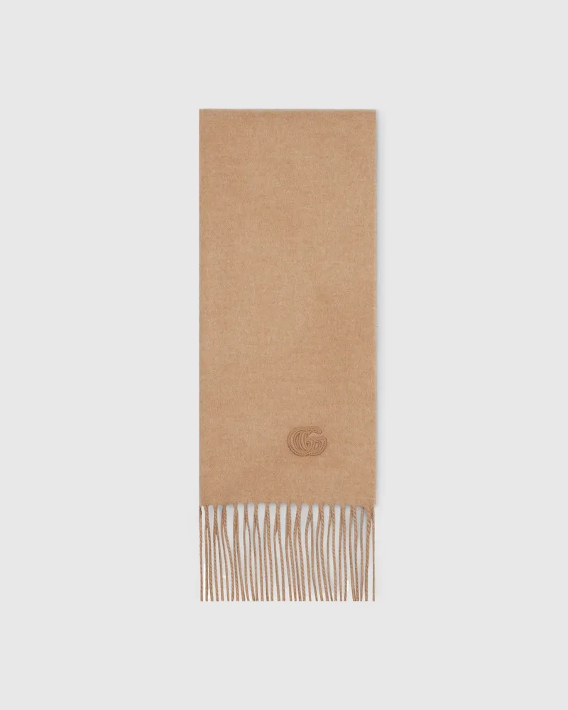 Gucci Schal aus Kaschmir mit Patch Beige