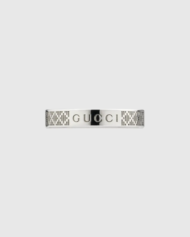 Gucci Schmaler Diamante Ring Silber