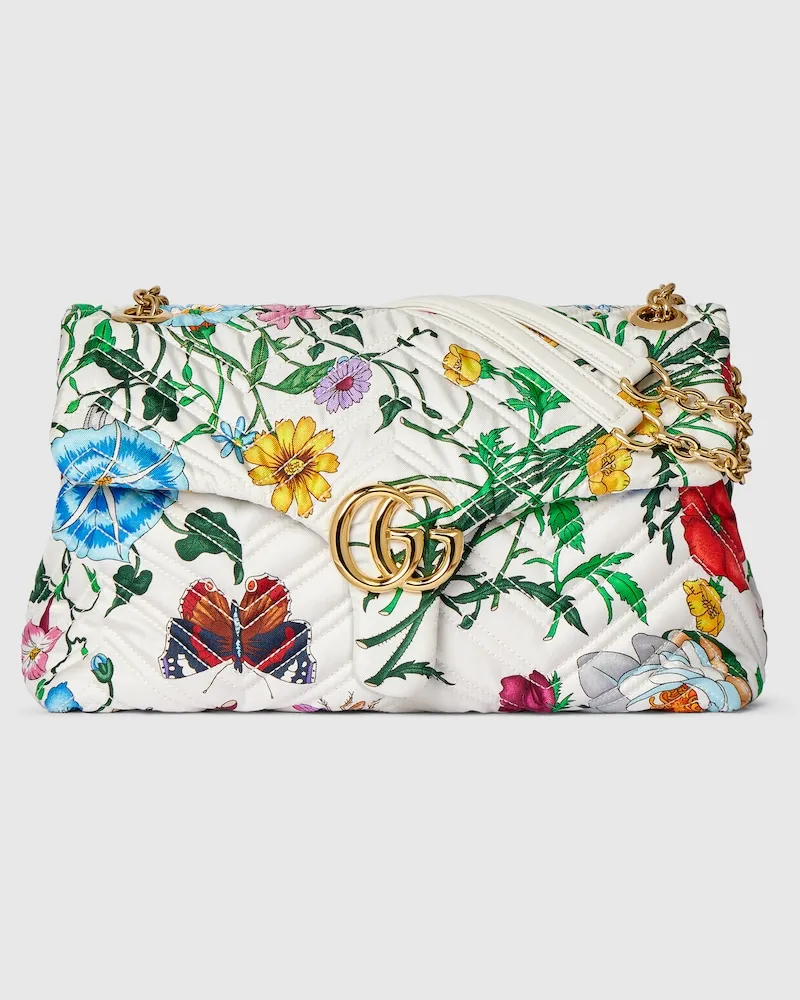 Gucci Mittelgroße GG Marmont Schultertasche Weiß